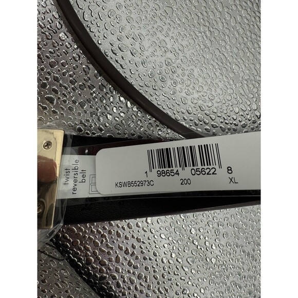 NWT Kate Spade XL Brown Leather Slim Gold Buckle Reversible Belt NEW - Picture 2 of 5